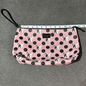 Betsey Johnson Pink Polka Dot Dog Print Clutch